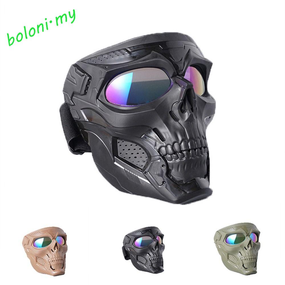 [COD] Motocross Skulls Mask Windproof Knight Equipment Adjustable Protection Eye Protector Helmet Mask Skull Ghost-shape Wind Glasses Face Mask Moto Eyewear Motorcycle Goggles