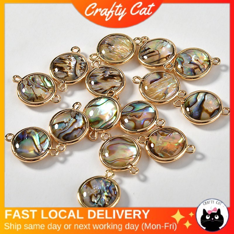 CRAFTYCAT 18K Frame Seashell Rainbow Colour Black Opal Stone Jewelry Abalone Shell DIY Earrings Handmade Accessories