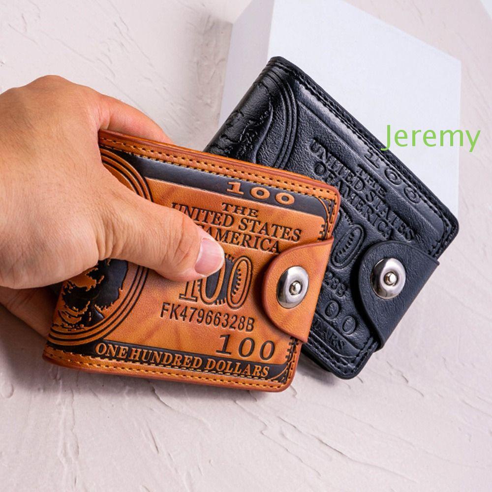 JEREMY1 Dollar Pattern Wallet, US Dollar Pattern Men's Wallet, Simple PU Leather Large Capacity Magnet Buckle Photo Card Holder for Travel