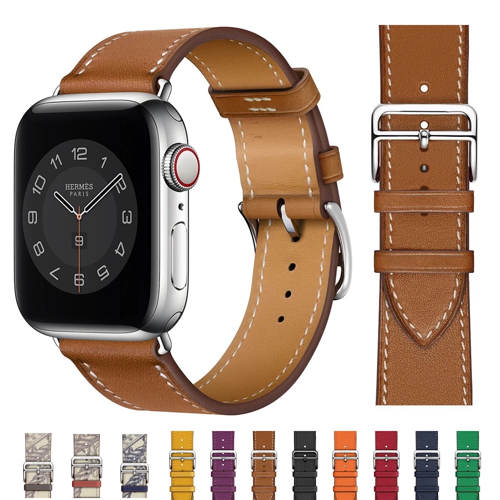 Premium Genuine Leather Strap apple Watch leather strap iwatch 41mm 45mm 44mm 42mm 40mm 38mm Bracelet strap Smart watch Series 8 7 se 6 5 4 3 2 1 band Ultra 49mm