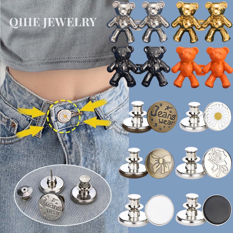 Korean Style Fashion Trouser Waist Small Brooch/button New Pair Bear Jeans Buckle Daisy Waist Pin Women's Accessories