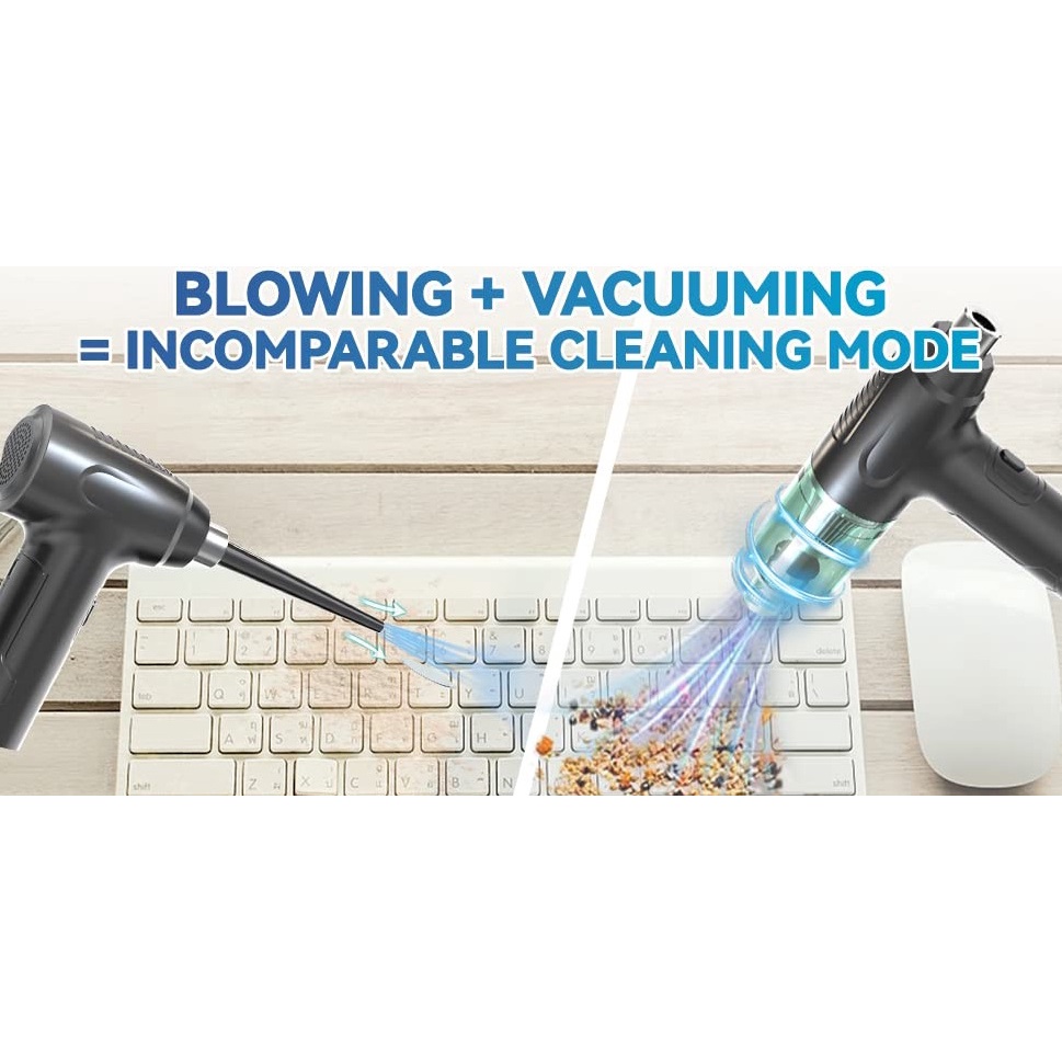 GLINK Compressed Air Duster and Vacuum 2 in 1 Cordless Vacuum Cleaner Handheld Wireless Air Blower D