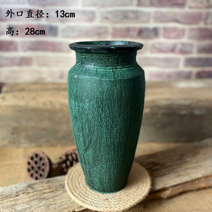 Retro Pottery Pot Succulent High-Pile Pot Dried Vase Simple Countertop Distressed Decorative Clay Pottery Flower Vessel