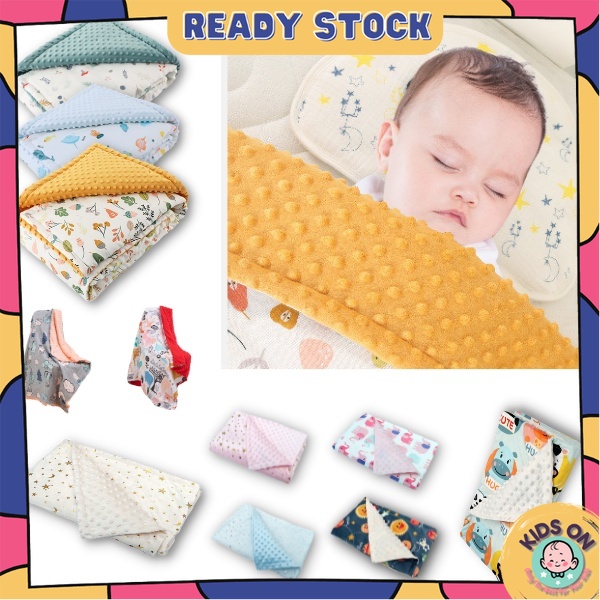 Kids On Baby Bean Point Dot Fleece Blanket Baby Muslin Cotton Kids Quilt Cute Animal Dot Soft Selimut Kanak-Kanak