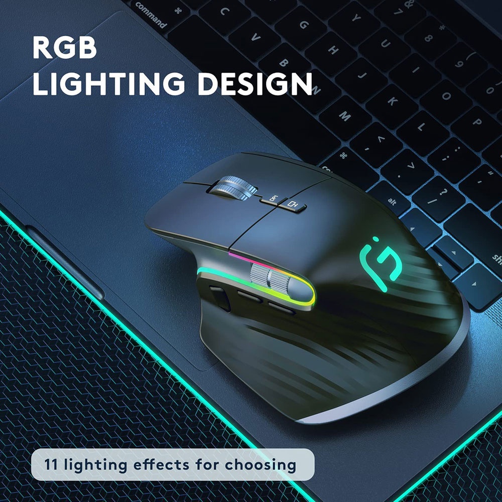 Must Purpose VICTSING M10 Multi-Device Ergonomic 2.4G Wireless + Bluetooth Mouse Rechargeable RGB 4000 DPI Mice Reliable - Image 2