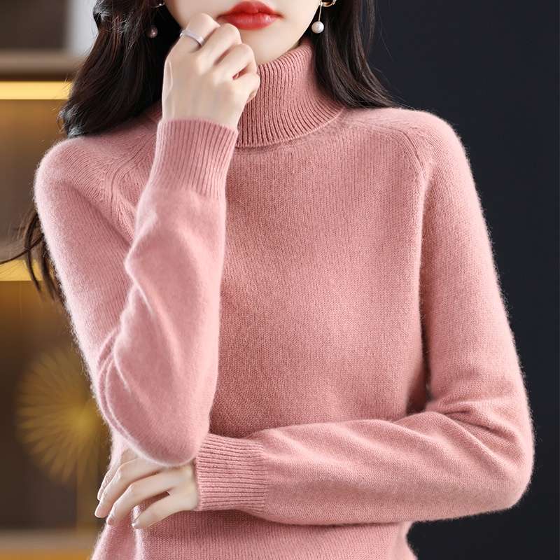 Women's Comforable Turtleneck Sweaters Casual Solid Color Long Sleeve Soft Knitted Loose Cozy Pullover Tops