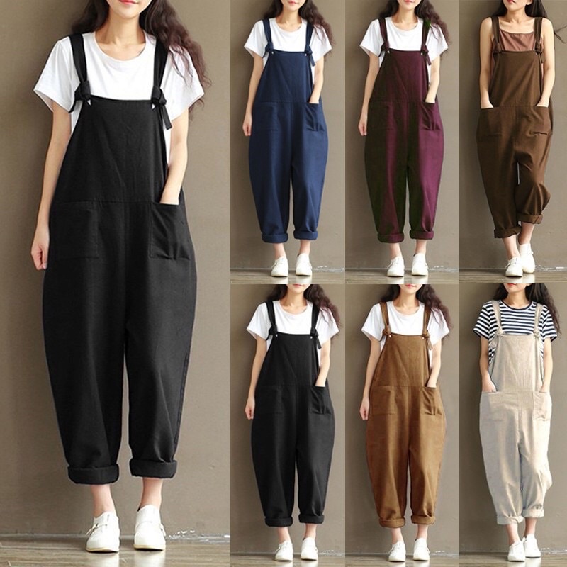 🌸Ready Stock🌸New Women’s Jumpsuit Female Casual Pants Women Linen Long Pants