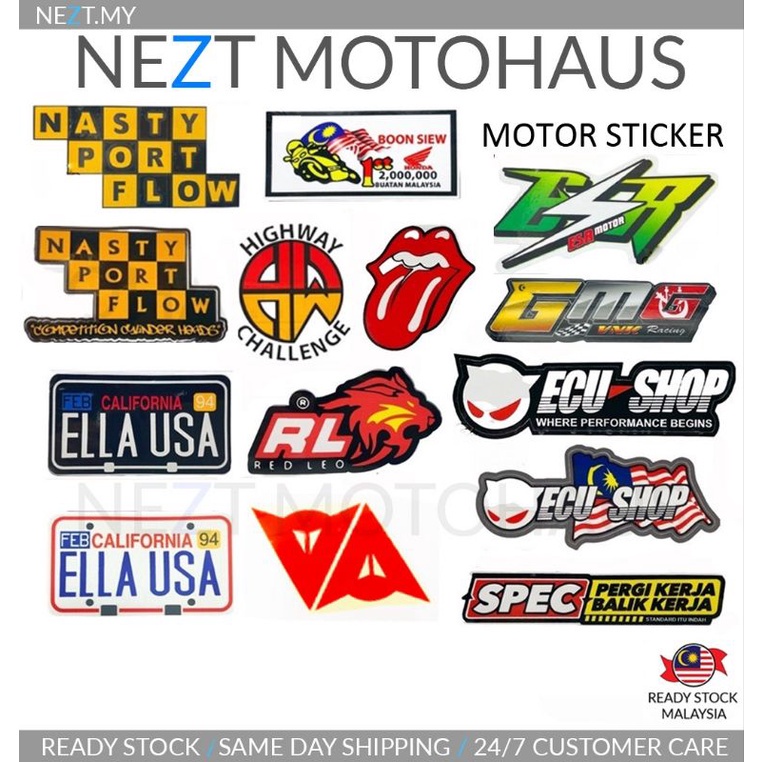 STICKER MOTOR NASTY PORT FLOW/GMG/ELLA/LIDAH/SPEC PERGI KERJA/ECUSHOP/HIGHWAY CHALLENGE