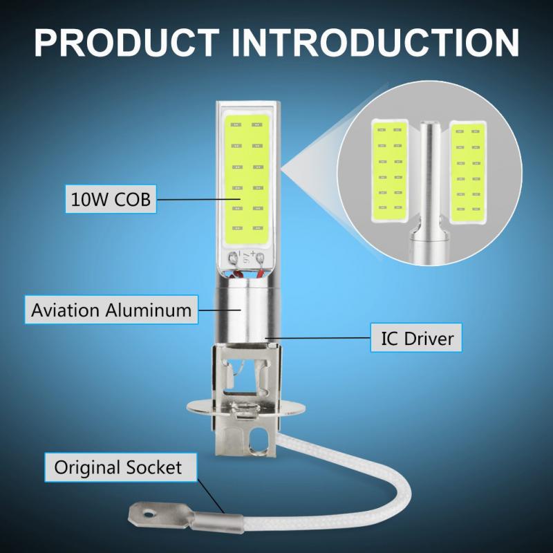 Have Durable 1Pc H1 H3 H27 880 881 Cob Led Bulb 10W Car Fog Light Super Bright 6000K White Quality Premium - Image 3