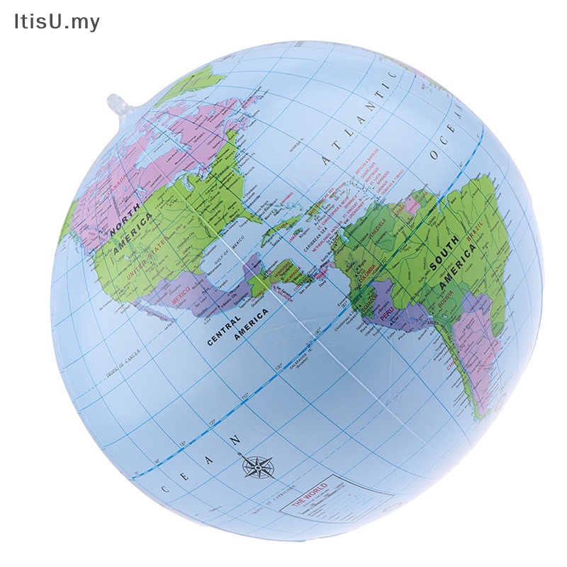 [ItisU] 38cm Inflatable Globe World Earth Ocean Map Ball Geography Learning Beach Ball [MY]