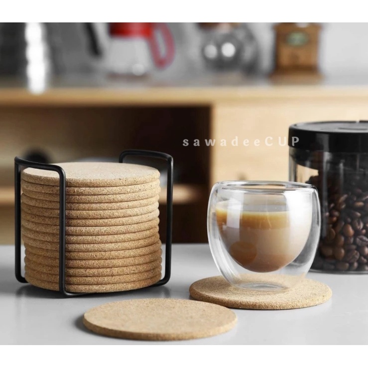 Natural Cork Coaster Wooden Cup Coaster Heat Insulation Pad Coffee Tea Cup Mat Square Round Mug Coaster Tableware 软木垫