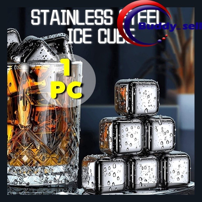 (1 PC) Reusable Stainless Steel Ice Cube Quick Frozen 304 Food Grade Ice Maker Ice Cube Stone Rocks Whiskey Cubes