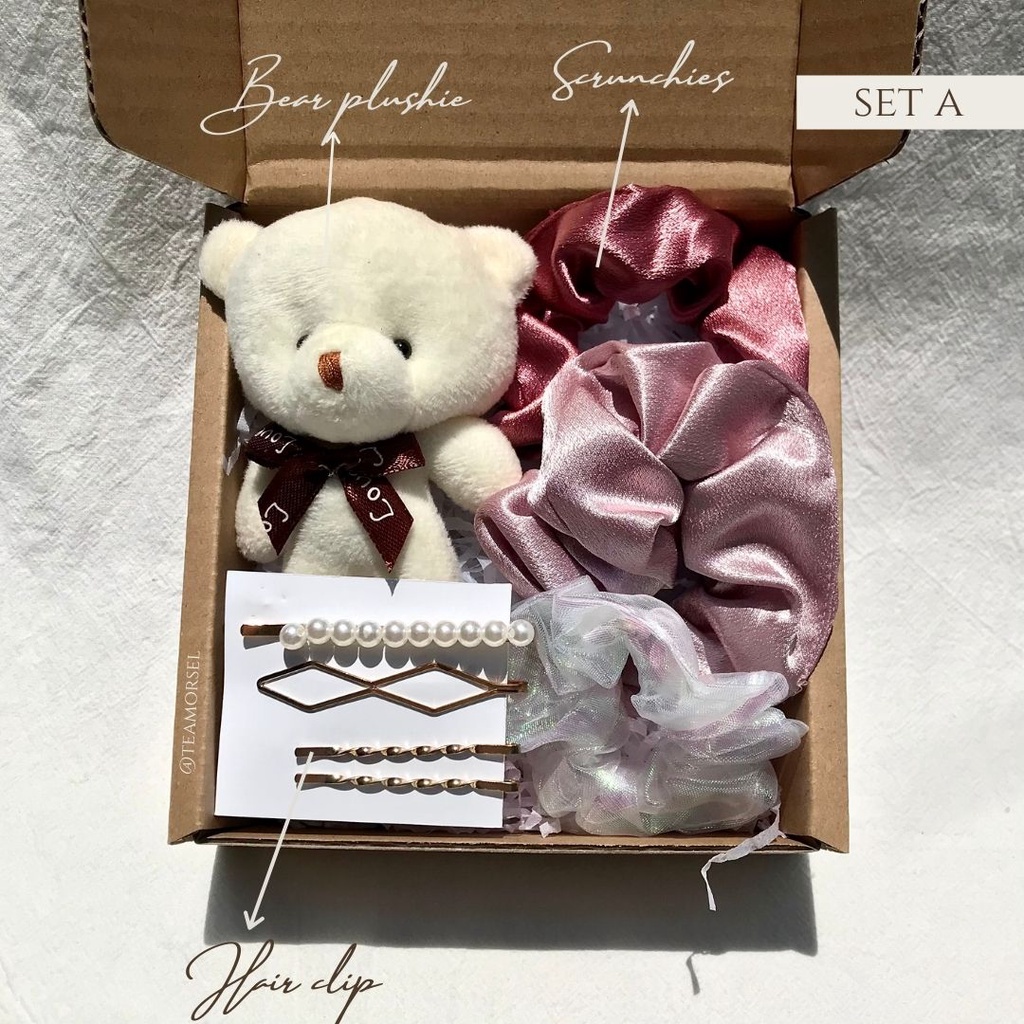 SURPRISE GIFT BOX MURAH Bear Soft Toy/Scrunchies/Friendship/Birthday/Anniversary/Graduation/Apology/Christmas/Bridesmaid