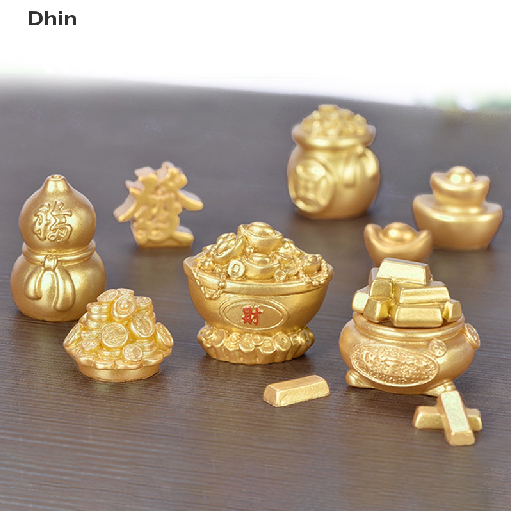 [Dhin] Micro Landscape DIY Resin Crafts New Year Gold Accessories Ingot Tree Gourd Boat COD