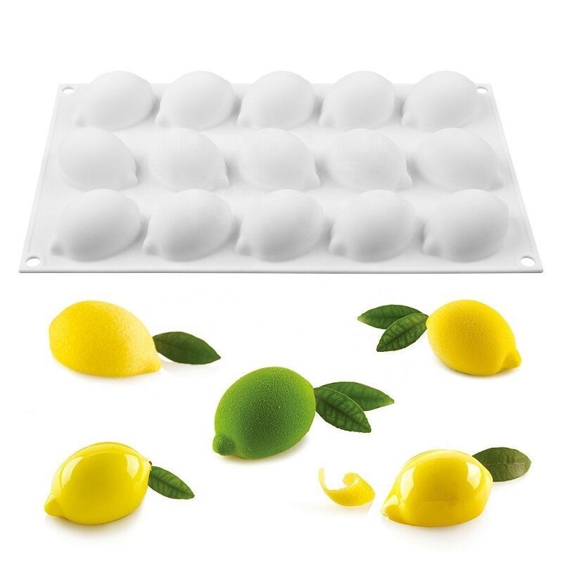 15 cavity lemon silicone mold Mousse cake mold French dessert mold DIY chocolate soap candle mold pudding jelly mold aromatherapy gypsum mold DIY baking tool