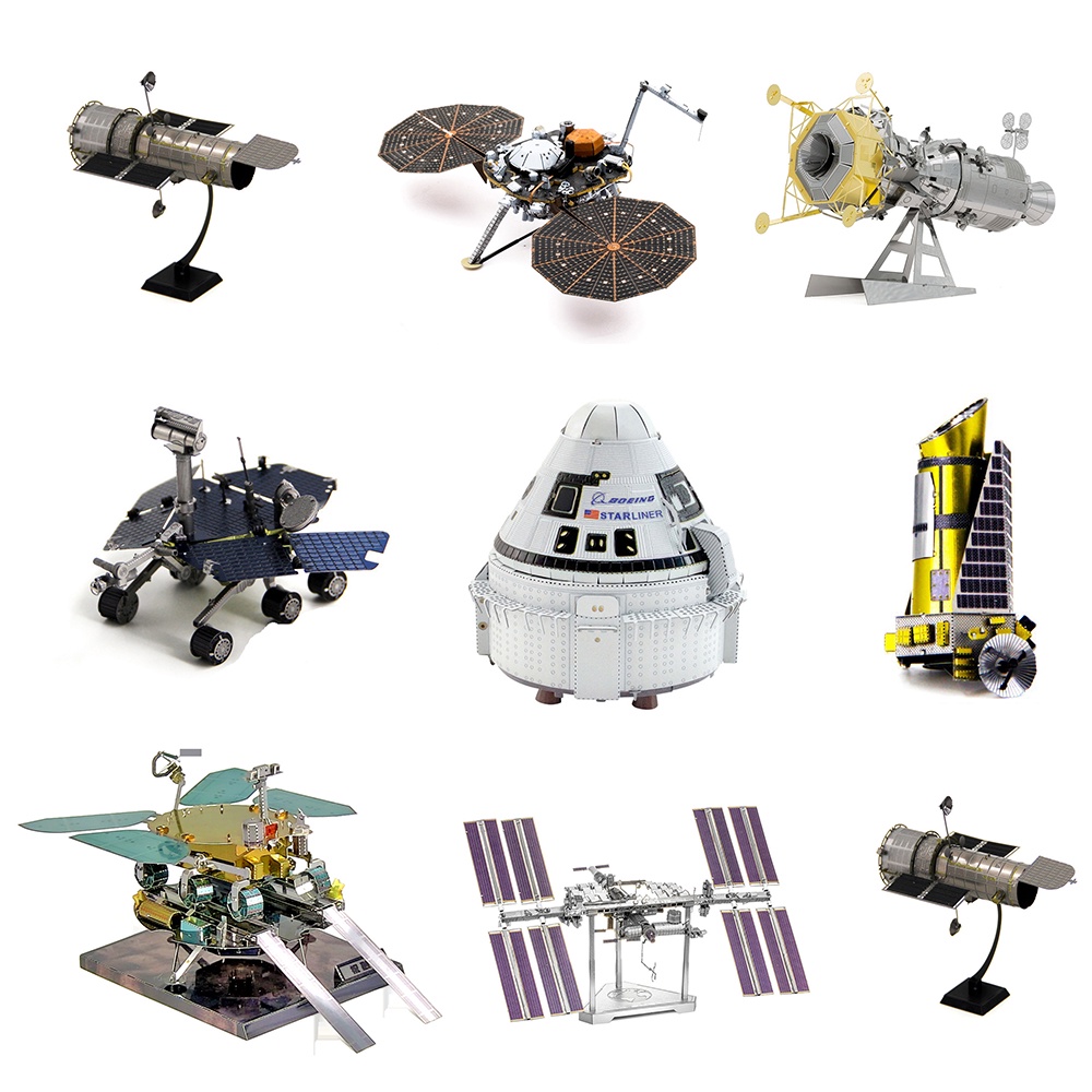 New 3D Metal Puzzle Space Shuttle Hubble Space Telescope Mars Rover Model Toy for Kids Creative Jigsaw Puzzle 12+y Gift Toys