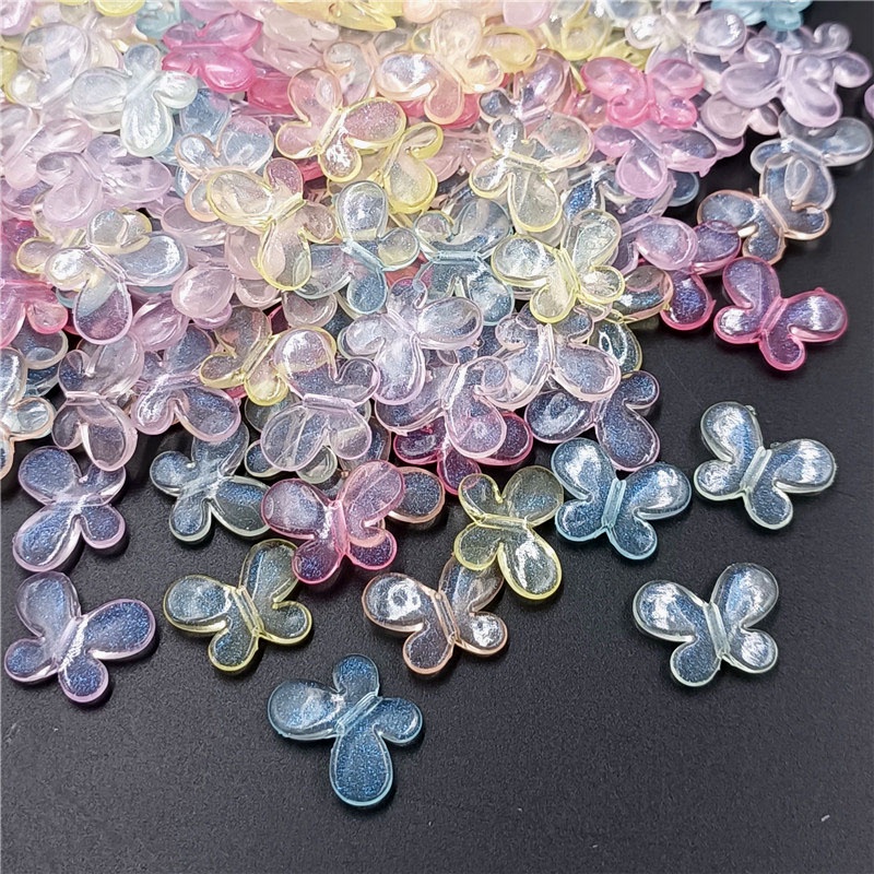 20Pcs Fashion Sparkling Transparent Butterfly Beads Acrylic DIY Jewelry Necklace Earrings Making Materials