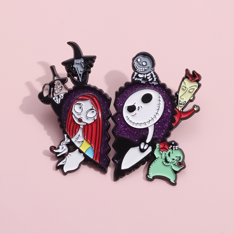 Fantastic Halloween Christmas Eve Terror Enamel Pins Cartoon Character Metal Brooch Badges Movie Jewelry Gifts for Friends Fans