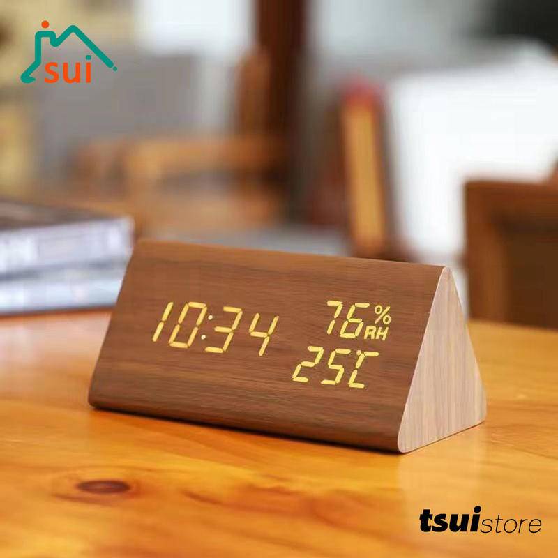 Digital Clock LED Wooden Alarm Clock Table Sound Control Electronic Clocks Desktop USB/AAA Powered Desperadoes Home Table Decor