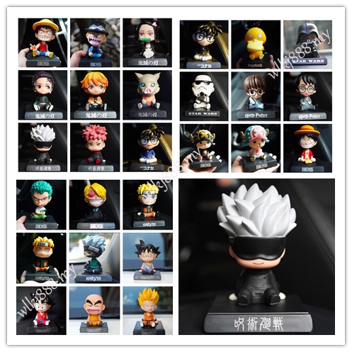 Shaking dollNaruto Dragon Ball Harry Potter One Piece Demon Slayer Bobble Head Dolls Anime PVC Action Figure Model Toys for Kid Car Decoration