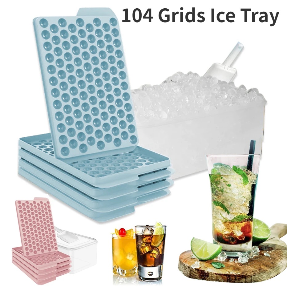 Mini Ice Cube Tray 104 Holes Round Ice Ball Molds With Lid  Ice Cube Maker For Whiskey BPA Free Reusable Kitchen Gadget