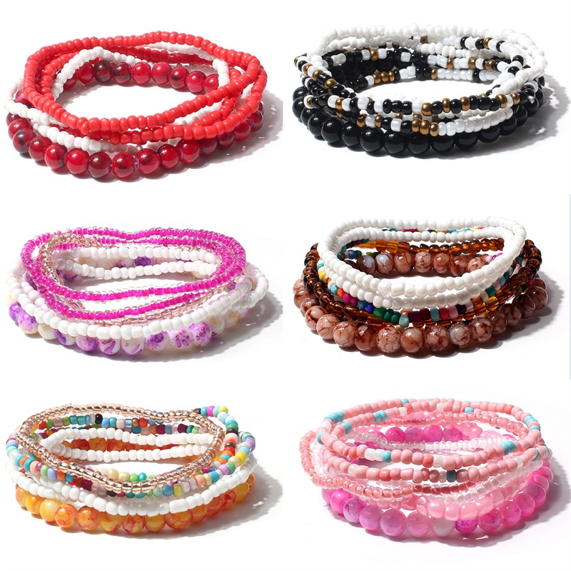 Cross border European and American Personalized Handicraft Bohemian Style Mizhu Acrylic Multi layered Bracelet Female