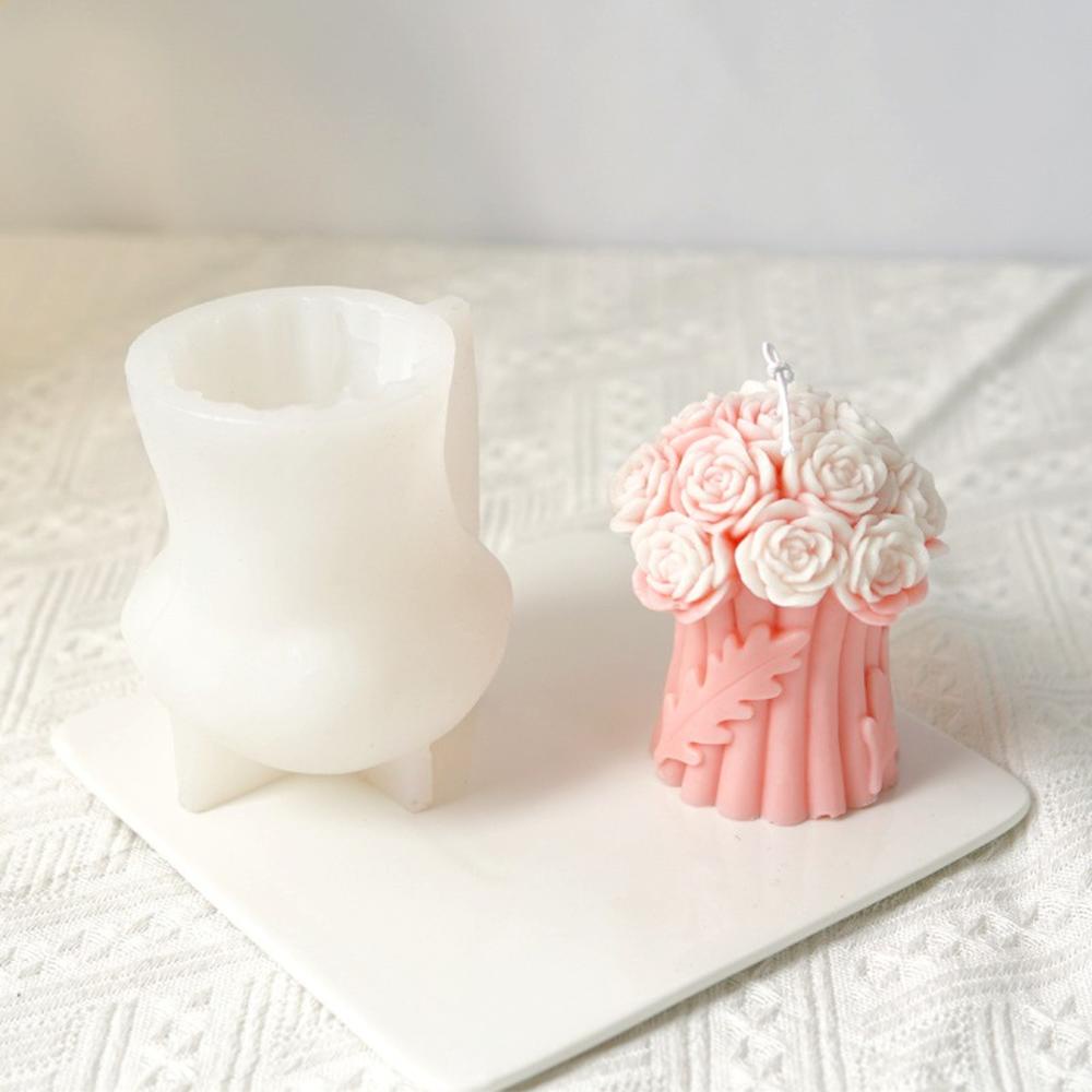 DIY Flower Bouquet Candle Silicone Mold Handmade Peony Floral Pillar Molds Luxury Unique Wedding Gifts Cake Table Decorations