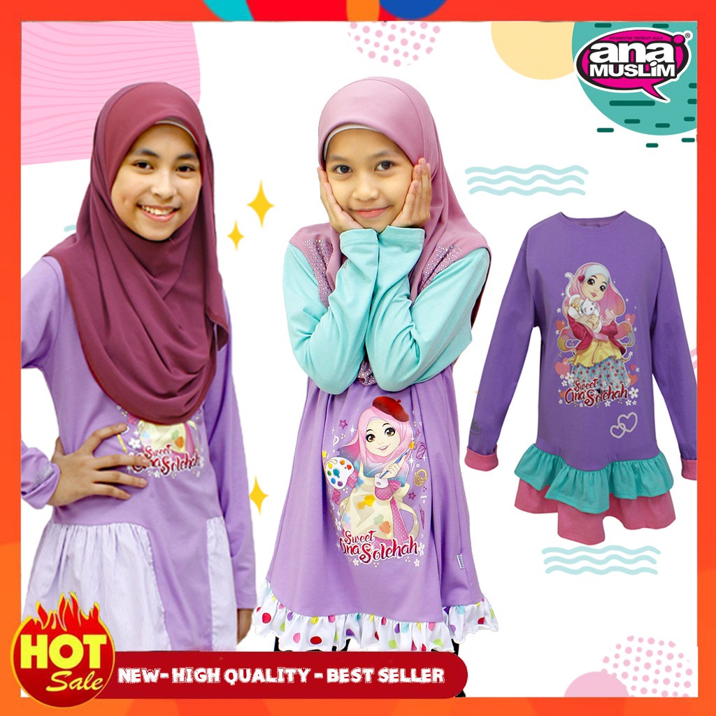 Ana Muslim Apparel : Koleksi Baju Purple Ana Muslim - Baju Budak Perempuan Girl Dresses (Girls Fashion)