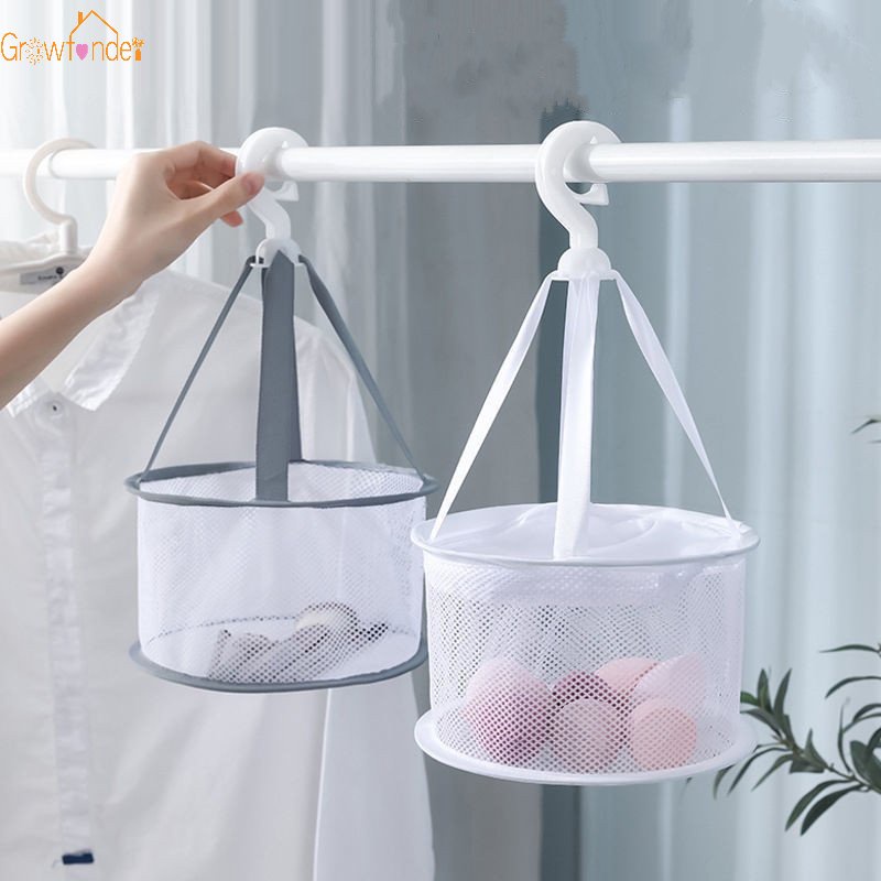 Eco-Friendly Windproof Makeup Brush Beauty Egg Drying Net Bag Portable Underwear Socks Hanging Mesh Basket Bathroom Organizer Supplies