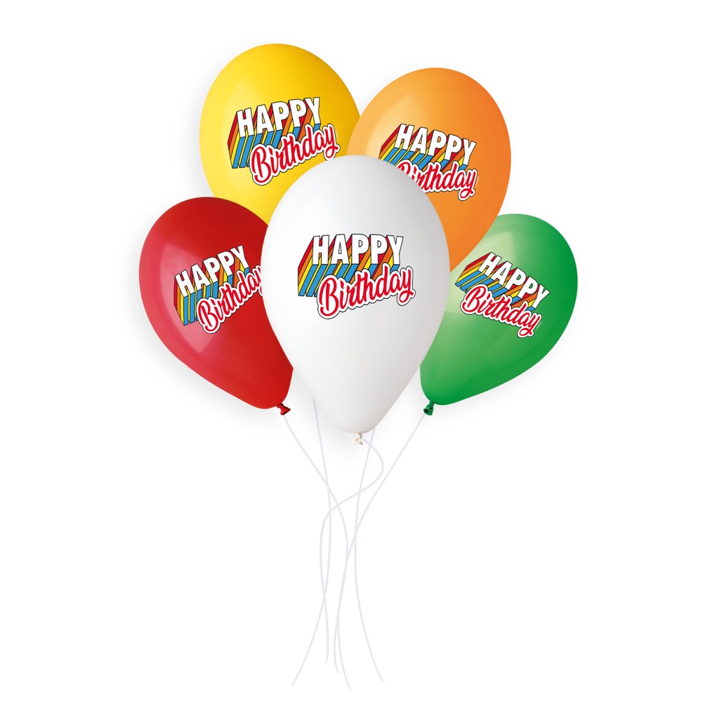 GEMAR 13 Inch Happy Birthday Round Latex Balloons (50pcs) - 1004 Assorted