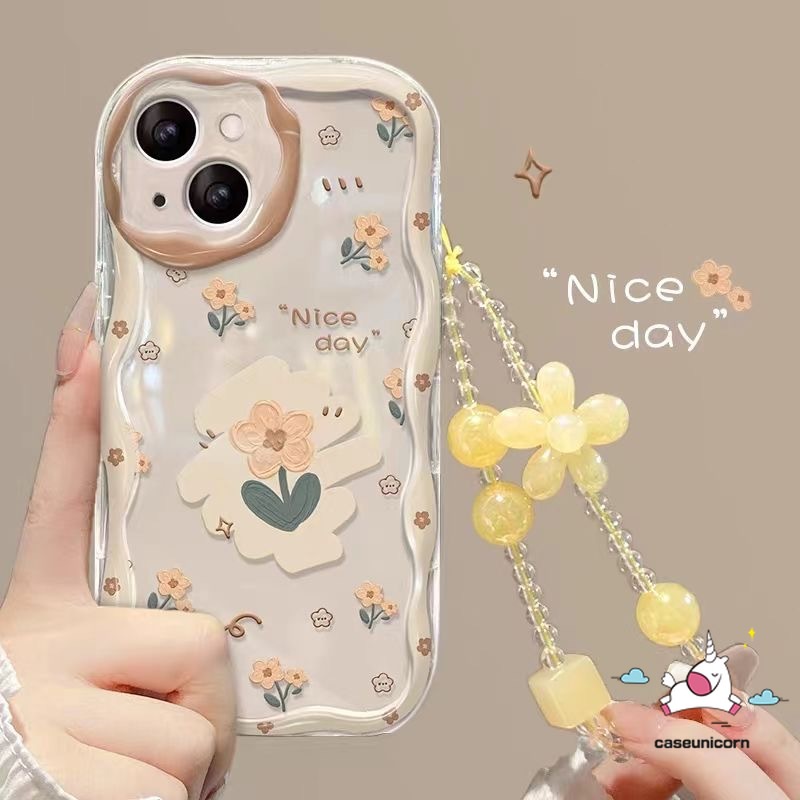 Vintage Oil Painting Flower Doodle Phone Case Compatible for IPhone 11 XR X 13 14 12 Pro Max 7 6s 6 8 Plus XS Max SE 2020 3D Wavy Curved Edge Creativity Stand Holder Bracelet Cover