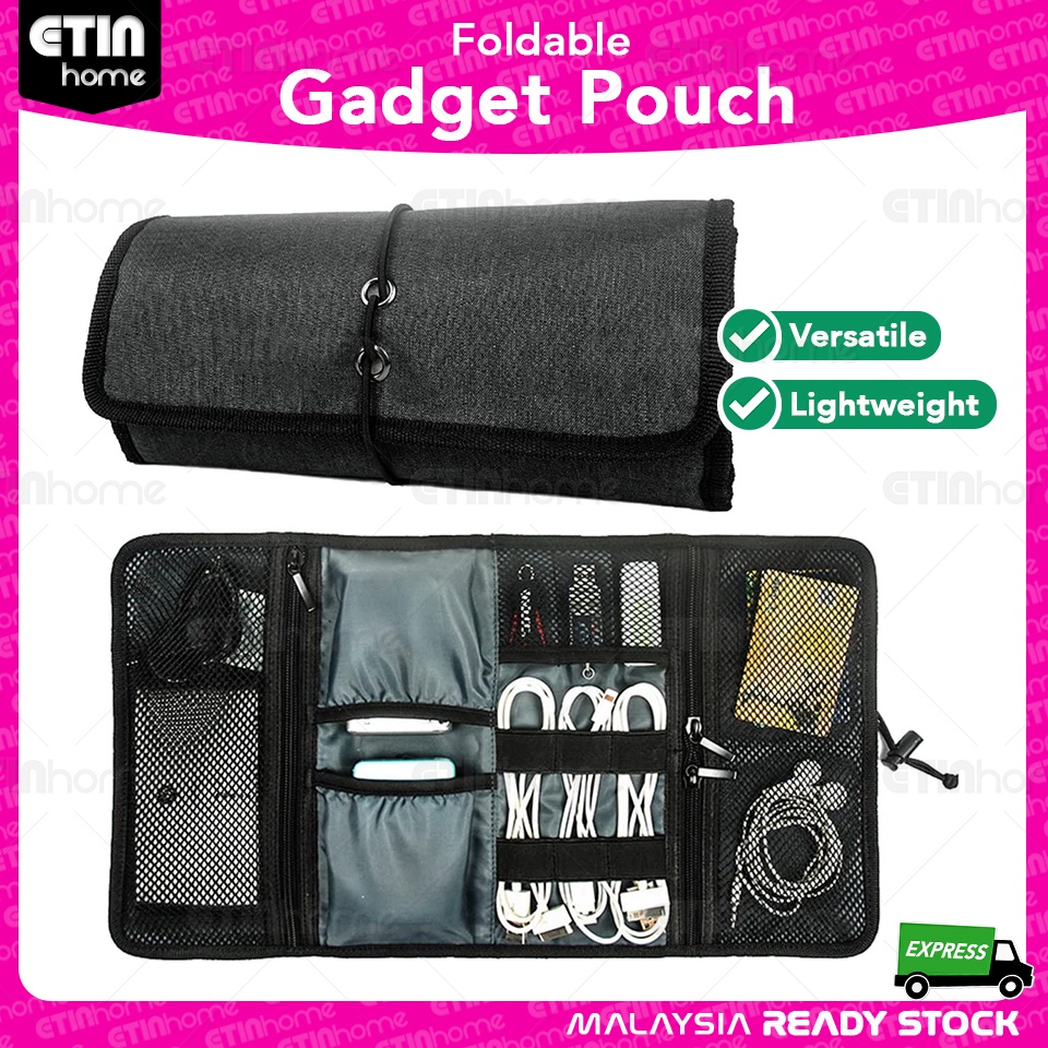 Foldable Gadget Pouch Accessories Bag Organizer Universal Electronics Travel USB Cable Carrying Case