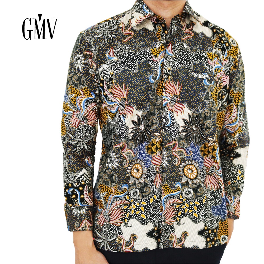 GMV Men Long Sleeve Jacquard Batik Shirt - GM40902B231