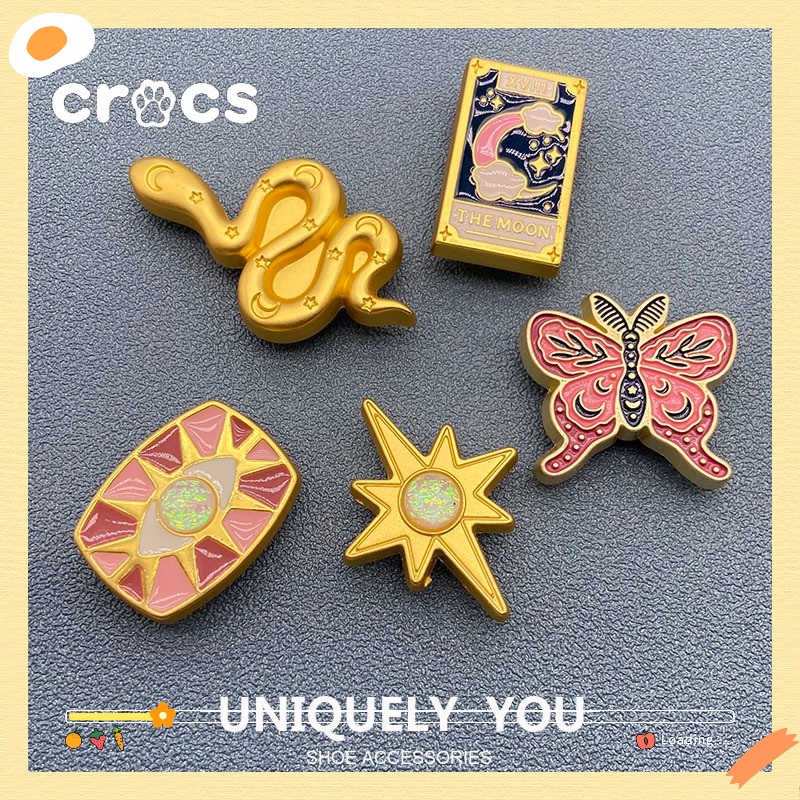 New crocs jibbitz star moon snake metal shoe buckle hole shoes accessory buckle cartoon Crocs charms cute slippers decorative buckle Korean fashion metal shoe fl