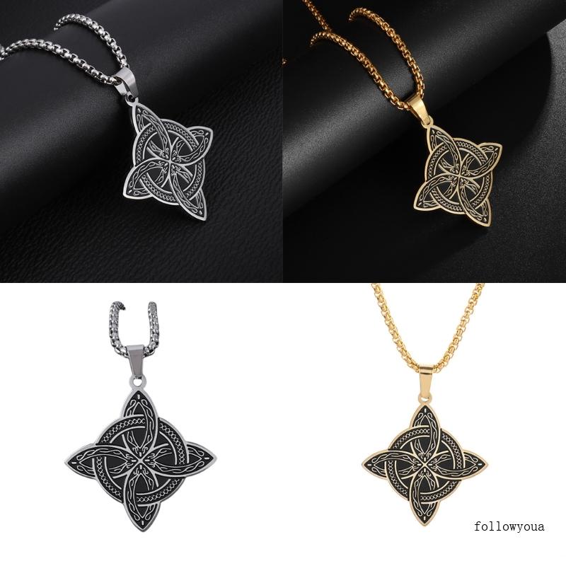 fol Witch Knot Stainless Steel Necklace Celtics Knot Wiccan Protective Amulet Supernatural Witchcraft Pendant Jewelry