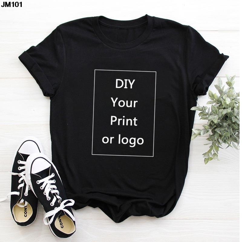 Unisex style 【Stok】Customized Printing Woman Tshirt Harajuku Women DIY Your Like Photo Or Logo Black Unisex T-shirt Fashion Custom Man Clothing Tee Ramadan special