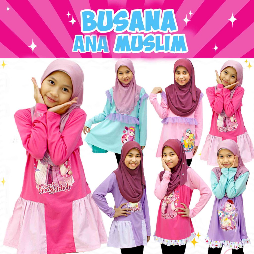 Ana Muslim Apparel : COMPLETE 12 Design Baju Ana Muslim -Busana Budak Perempuan Girl Dresses (Girls Fashion)