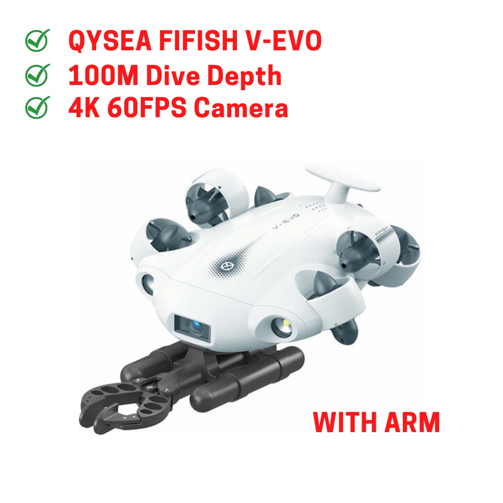 QYSEA FIFISH V-EVO Sea Underwater AI Survey ROV Drone with Robotic Arm