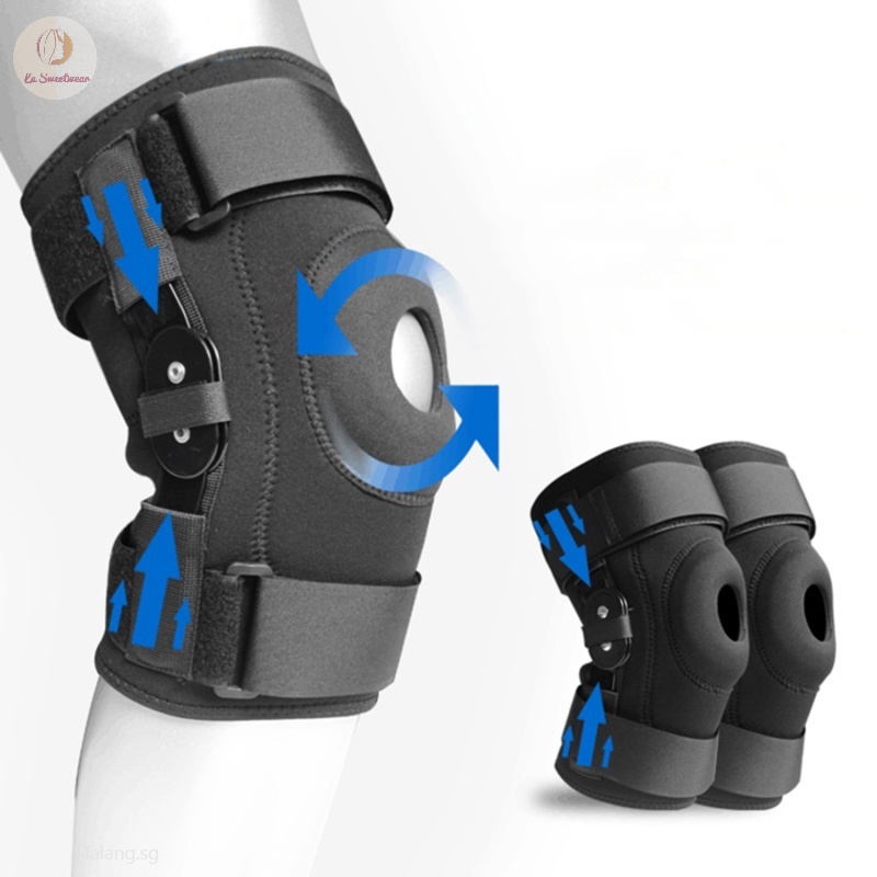 Adjustable knee brace, patella protector, alloy hinge motion stabilizer, knee adjustable hinge knee support, with detachable side stabilizer for strong stability