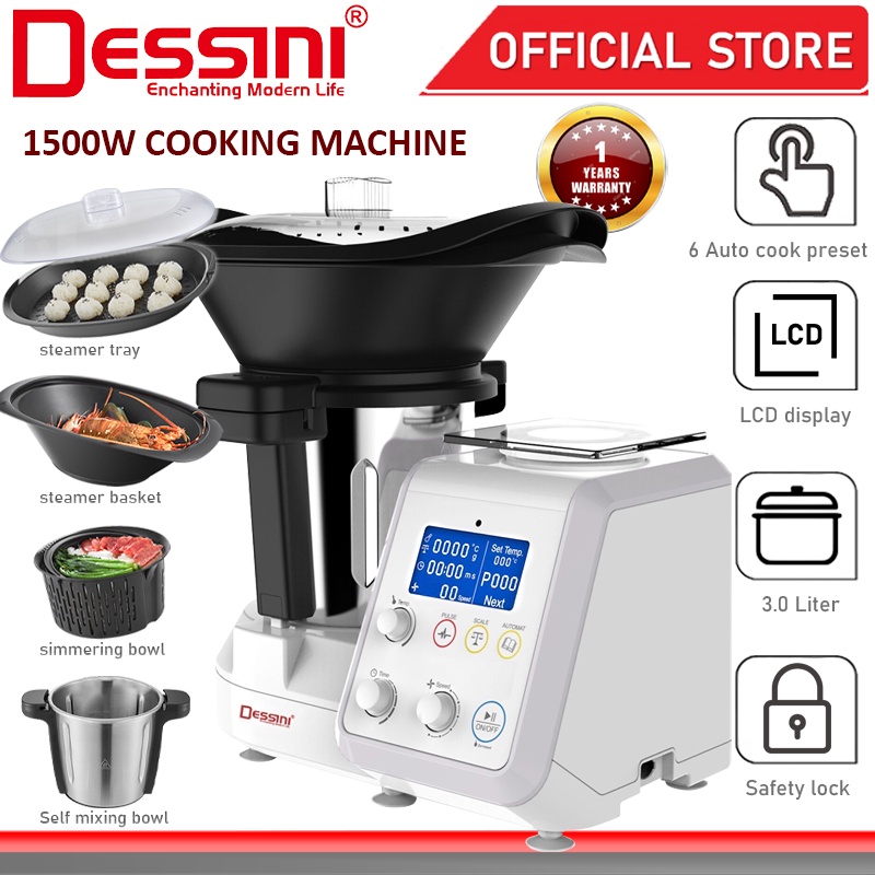 DESSINI ITALY Automatic Smart Cooking Robot Machine Rice Cooker Steamer Blender Juicer Grinder Chopper Knead Whisk Mixer
