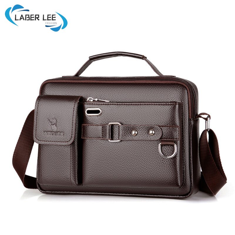 LABER LEE Men Messenger Shoulder Business Bag PU Leather Briefcase