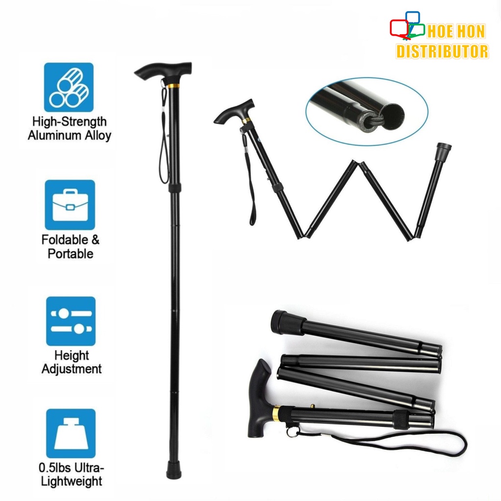 Foldable Basic Walking Stick 84-93cm 1pc Light Weight Elder Crutch Sport Injury Cane Mobility Aid Tongkat Orang Tua
