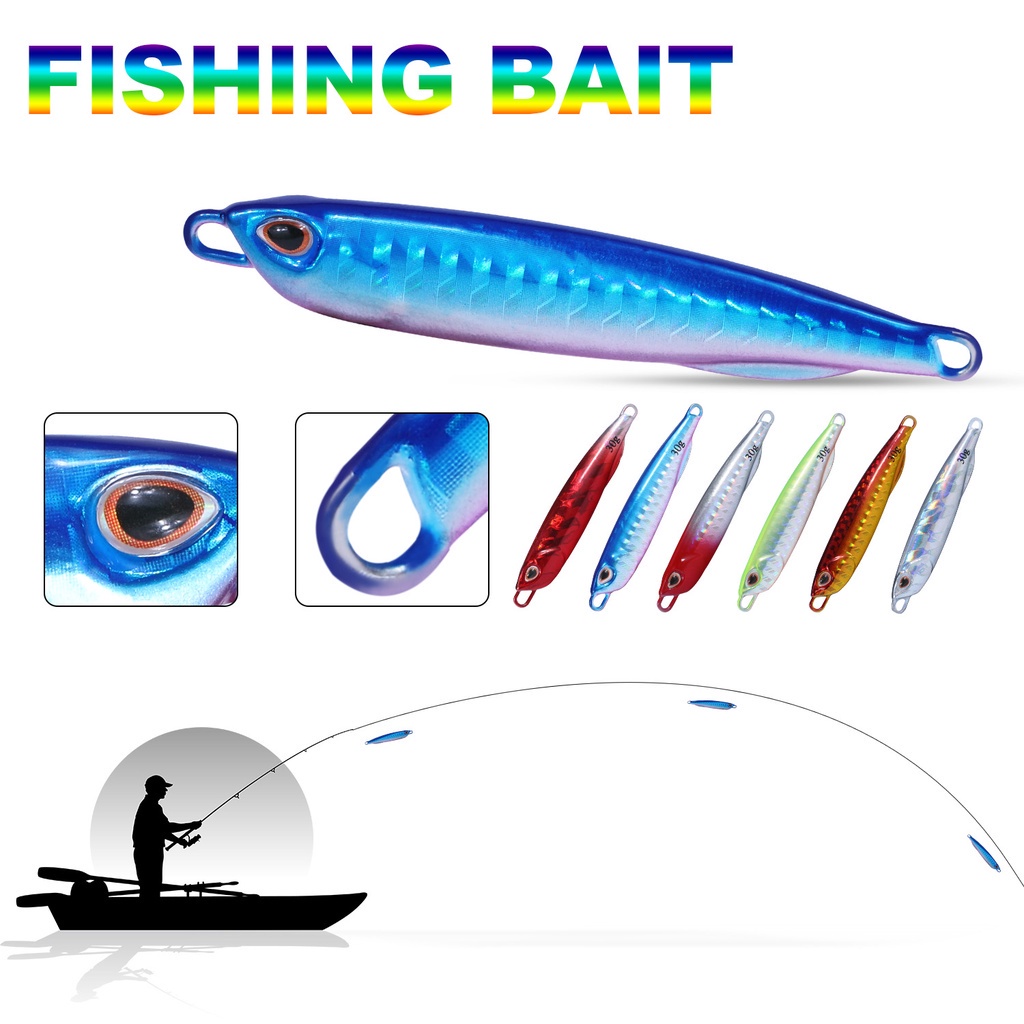 Sougayilang 1Pcs 10g/15g/20g/30g/40g Laser Jigging Lead 3D Eyes Metal Jig Slow Jigging/Trolling Metal Spoon Fishing Lure