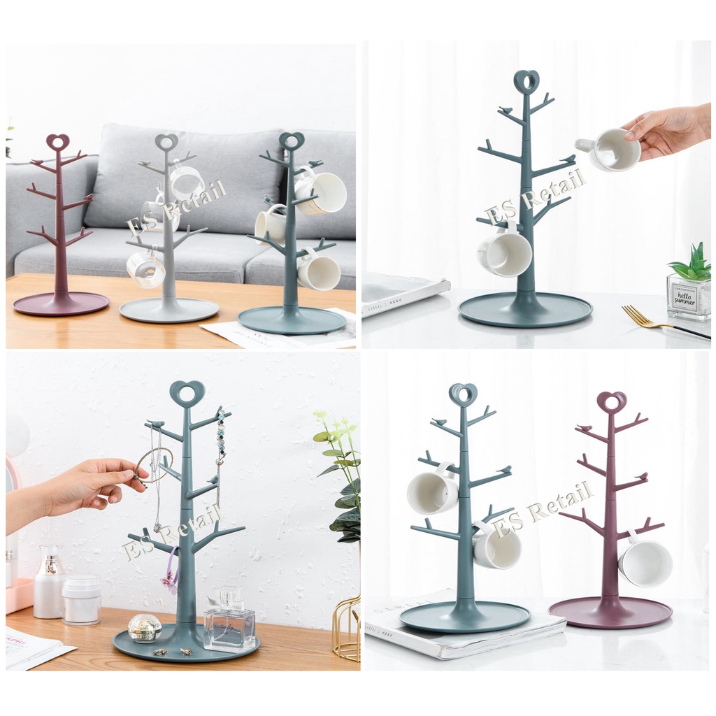 Mug holder Cup holder Tree branch cup holder Jewelry hanger Rak Cawan Rak Penyangkut Gantung Gelas Dapur