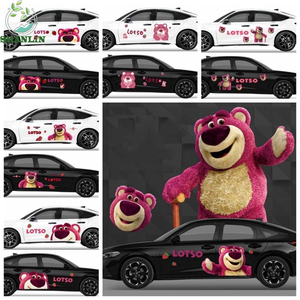 SHANLIN Lotso Automobile Sticker, Lotso Strawberry Bear Car Sticker, Animal Styling Strawberry Bear Waterproof Car Gadget Accessories Car Decoration Sticker for Accessories