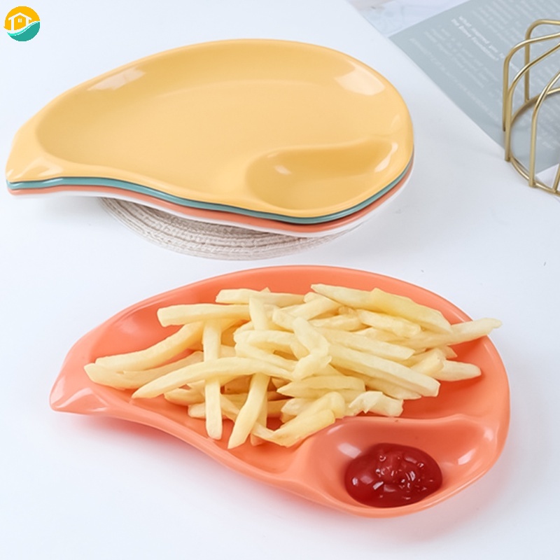 Multi-purpose Snack Dipping Tray Platter Fruit Tray Household Plastic Snacks Steamed Dumpling French Fries Sauce Plate Kitchen Tableware