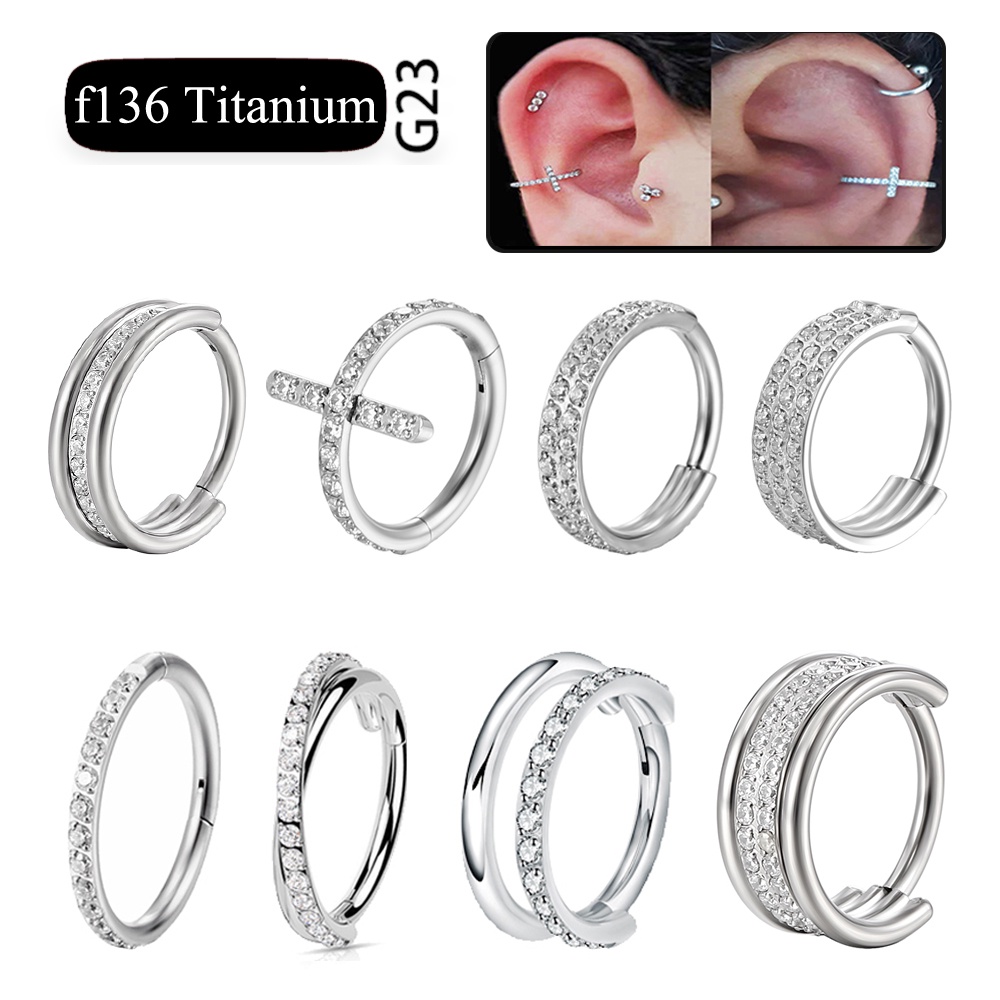 F136 Titanium Nose Ring Implant Grade Hinged Seamless Earrings Clicker Piercing Nose Ring Hoop Hoop Ring for Cartilage Helix Rook Septum Hoop for Cartilage Helix Rook Septum