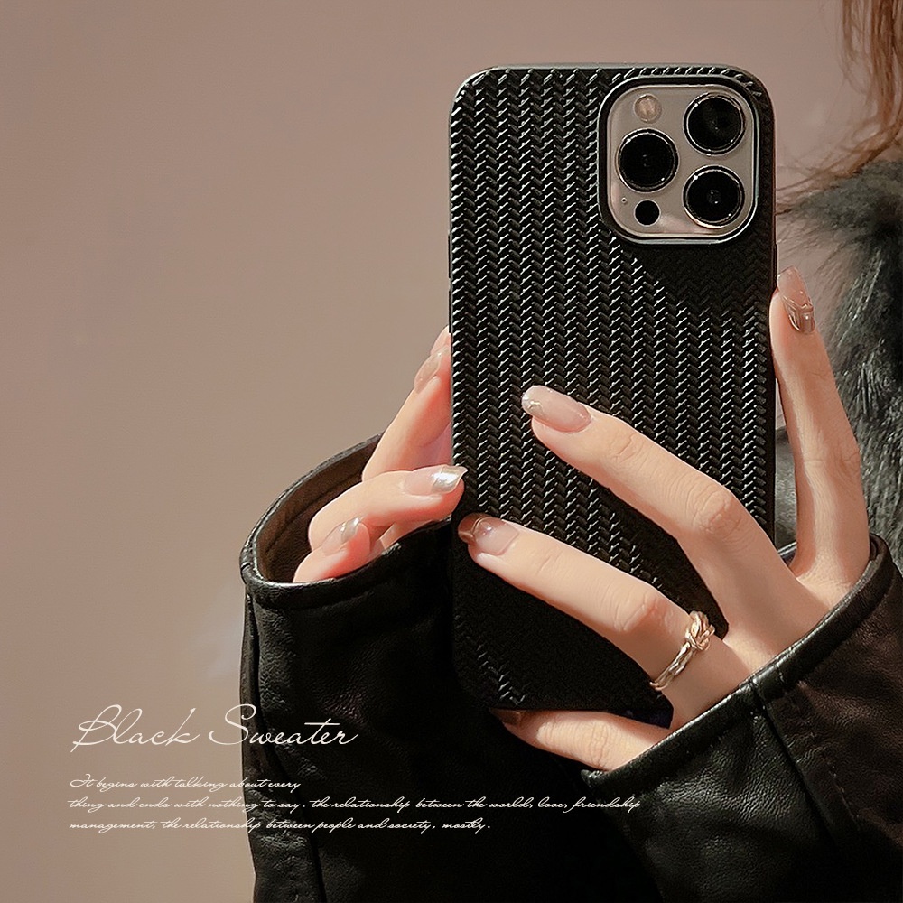 Ins Case For iPhone 14 13 12 11 15 16 Pro Max XR X XS Max 7 8 Plus 12 Pro Max Luxury Simple Knitted Soft Cover Casing