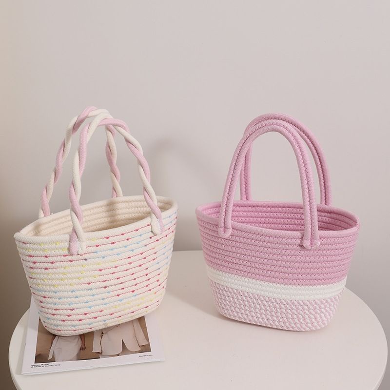 [ibeautyt.my] Women's Pink Woven Handbag - Eco-Friendly Summer Tote Stylish Casual Bag