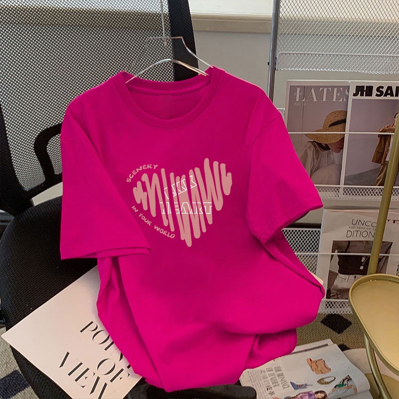 【100% Cotton】 New Women T-shirt Oversized 4XL Couple Tops Apricot Unisex Korean Version Loose Summer Round Neck Short Sleeved Men Clothes Baju Perempuan Murah Tops LIVE57